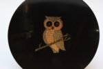 Mid-Century Couroc Black Resin Inlaid "Owl" Plate - Image 7