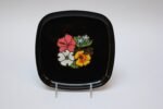 Mid-Century Black Resin Inlaid "Flowers" Plate by Couroc for Western Airlines - Image 3