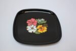 Mid-Century Black Resin Inlaid "Flowers" Plate by Couroc for Western Airlines - Image 2