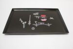 Rectangular Mid-Century Black Resin Inlaid "San Francisco" Cityscape Tray by Couroc for Gump's - Image 3