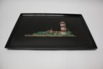 Large Mid-Century Black Resin Inlaid "Lighthouse" Tray by Couroc - Image 2