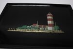 Large Mid-Century Black Resin Inlaid "Lighthouse" Tray by Couroc - Image 8