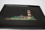 Large Mid-Century Black Resin Inlaid "Lighthouse" Tray by Couroc - Image 7