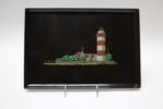 Large Mid-Century Black Resin Inlaid "Lighthouse" Tray by Couroc - Image 3