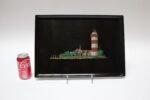 Large Mid-Century Black Resin Inlaid "Lighthouse" Tray by Couroc - Image 6