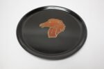 Mid-Century Black Resin Inlaid "Equestrian" Plate by Couroc for Gump's - Image 3