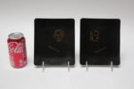 Set of Two Small Mid-Century Black Resin Inlaid "Beethoven and Schumann" Composer Trays by Couro - Image 6