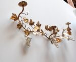 Vintage Italian Gilt Tole Grapeleaf Wall Sconces / Candelabrum - Image 2