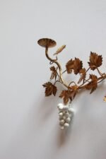 Vintage Italian Gilt Tole Grapeleaf Wall Sconces / Candelabrum - Image 10