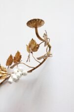 Vintage Italian Gilt Tole Grapeleaf Wall Sconces / Candelabrum - Image 7