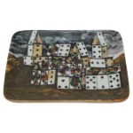 Vintage Surrealist Piero Fornasetti "Città di Carte" Polychrome Porcelain Dish