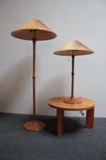 Studio Craft Sculptural Cherry Wood and Brass Table Lamp with Original Shade - Image 6