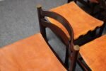 Set of Six Italian Modern Rosewood and Leather Dining Chairs by Luciano Frigerio - Image 22