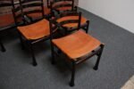 Set of Six Italian Modern Rosewood and Leather Dining Chairs by Luciano Frigerio - Image 9