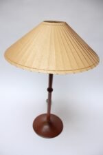 Studio Craft Sculptural Cherry Wood and Brass Table Lamp with Original Shade - Image 2