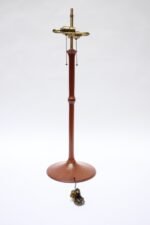 Studio Craft Sculptural Cherry Wood and Brass Table Lamp with Original Shade - Image 5