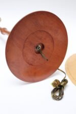 Studio Craft Sculptural Cherry Wood and Brass Table Lamp with Original Shade - Image 18