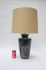 French Deco Ceramic Blue Glaze"Deer in Landscape" Lamp by Atelier Primavera - Image 6