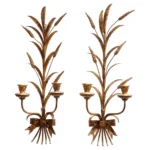 Pair of Vintage Italian Gilt Tole Florentine "Sheaf of Wheat" Sconces