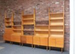 Large Czechoslovakian Modernist Oak and Walnut Freestanding Wall Unit by Jitona - Image 4