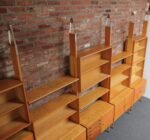 Large Czechoslovakian Modernist Oak and Walnut Freestanding Wall Unit by Jitona - Image 18