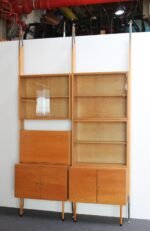 Large Czechoslovakian Modernist Oak and Walnut Freestanding Wall Unit by Jitona - Image 13