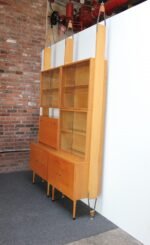Large Czechoslovakian Modernist Oak and Walnut Freestanding Wall Unit by Jitona - Image 15