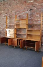 Large Czechoslovakian Modernist Oak and Walnut Freestanding Wall Unit by Jitona - Image 8