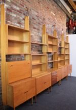 Large Czechoslovakian Modernist Oak and Walnut Freestanding Wall Unit by Jitona - Image 16