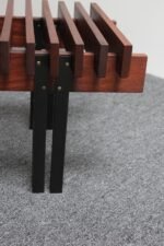 Italian Modernist Teak and Leather Bench by Inge and Luciano Rubino - Image 23