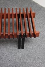 Italian Modernist Teak and Leather Bench by Inge and Luciano Rubino - Image 18