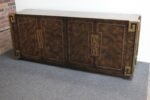 Vintage Elm Burl and Brass Greek Key Credenza by William Doezema for Mastercraft - Image 7