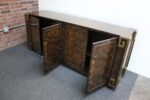 Vintage Elm Burl and Brass Greek Key Credenza by William Doezema for Mastercraft - Image 8