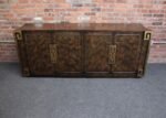 Vintage Elm Burl and Brass Greek Key Credenza by William Doezema for Mastercraft - Image 3