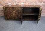 Vintage Elm Burl and Brass Greek Key Credenza by William Doezema for Mastercraft - Image 4