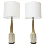 Pair of Tall Danish Modern Ceramic Lamps by Palshus for Hansen Lighting Company