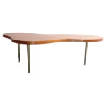 Freeform Walnut and Brass Coffee Table by T.H. Robsjohn-Gibbings