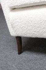 Pair of Italian Modern Tall Wingback Arm Chairs in Bouclé and Walnut - Image 18