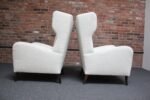 Pair of Italian Modern Tall Wingback Arm Chairs in Bouclé and Walnut - Image 8
