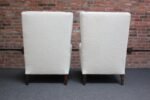 Pair of Italian Modern Tall Wingback Arm Chairs in Bouclé and Walnut - Image 10