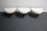 Set of Three Midcentury Italian Modern Ebonized Footstools/Ottomans in Bouclé - Image 4