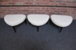 Set of Three Midcentury Italian Modern Ebonized Footstools/Ottomans in Bouclé - Image 3