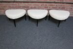 Set of Three Midcentury Italian Modern Ebonized Footstools/Ottomans in Bouclé - Image 5