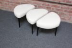 Set of Three Midcentury Italian Modern Ebonized Footstools/Ottomans in Bouclé - Image 2