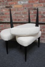Set of Three Midcentury Italian Modern Ebonized Footstools/Ottomans in Bouclé - Image 8