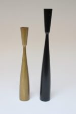 Set of Two Danish Modern Candlesticks in Gold and Black - Image 2