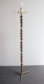 Italian Modernist Ceramic Floor Lamp with Brass Tripod Base - Image 4