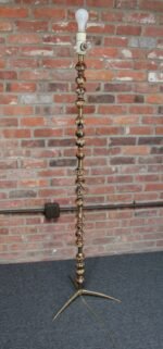 Italian Modernist Ceramic Floor Lamp with Brass Tripod Base - Image 5