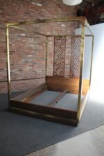 Vintage Brass and Mahogany Queen Canopy Bed Frame by Baker - Image 2