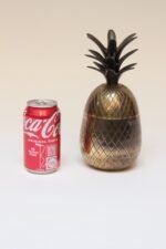 Vintage Hollywood Regency-Style Pineapple-Form Lidded Brass Jar - Image 5